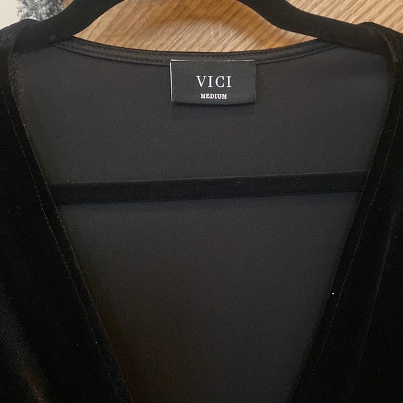 VICI Velour/Velvet Wrap Little Black Mini Dress size Medium - Picture 2 of 4
